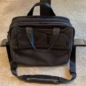 Tumi Alpha Expandable Organizer Laptop Brief. Anthracite with black trim.